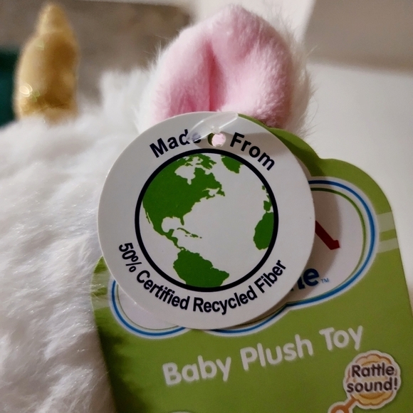 NWT Spark Create Imagine Unicorn Plush Stuffed Animal Rattle Crinkle Ears White - Picture 10 of 12